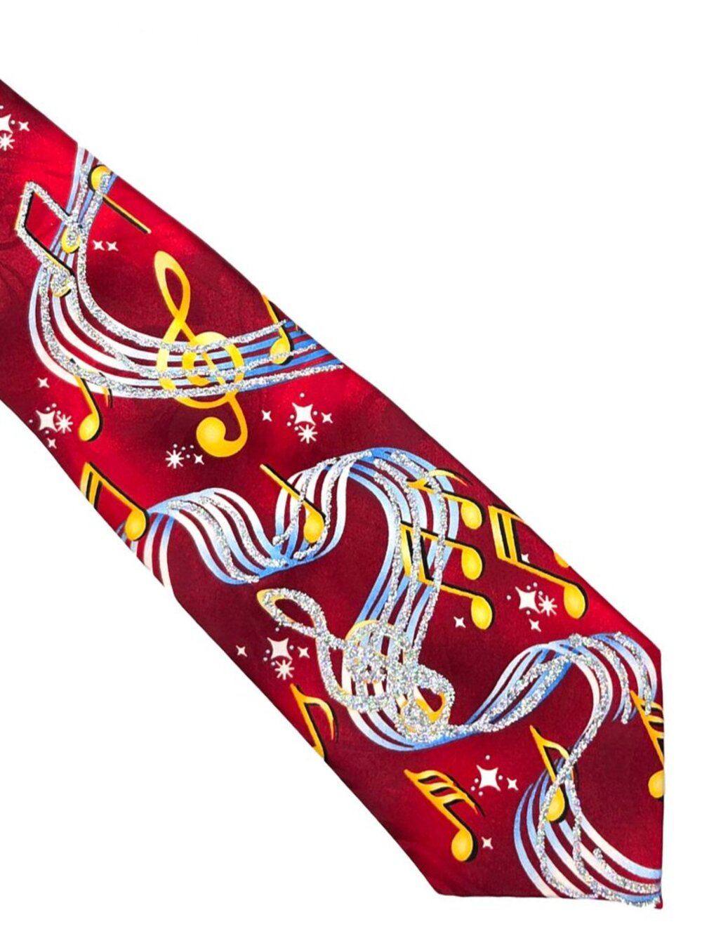 Red Treble Clef Music Notes Glitter Sparkle Tie Necktie Steven Harris 3.75 x 60